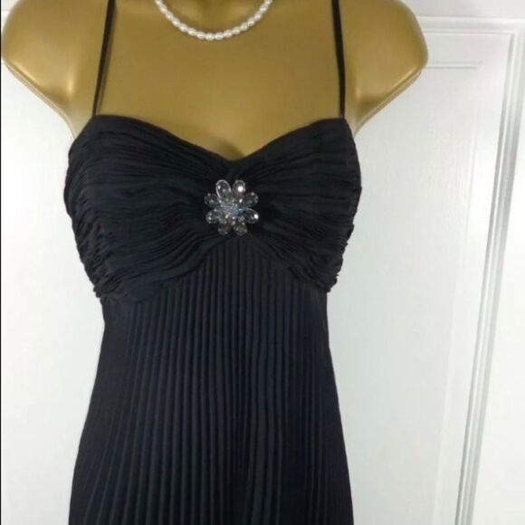 M&S Autograph Black Pleated Party Cocktail Dress Sz M - Picture 4 of 16